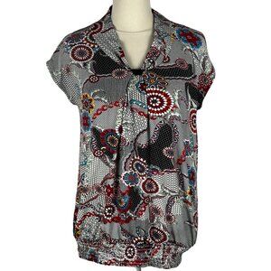 Desigual V-Neck Cap Sleeve Top Size L (Eur) Fits like US Medium